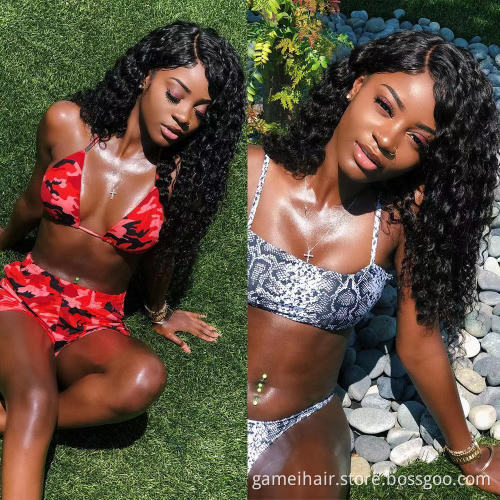 10A Unprocessed Virgin Cambodian Raw Human Hair Lace Front Wig Pre Plucked Full Transparent HD Water Wave Curly Lace Frontal Wig
